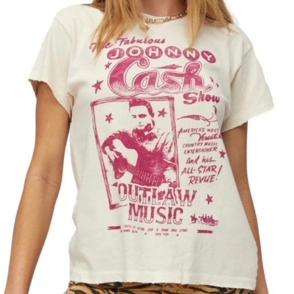 Daydreamer Tops - DAYDREAMER Johnny Cash Outlaw Tee Sand Size Small